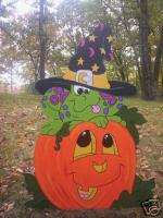 Frog w/ Witch Hat on Pumpkin ~ Halloween Yard Art Decor  