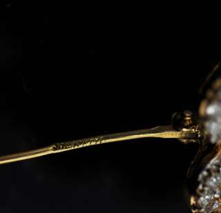 Salavetti 18k Gold Sapphire Diamond Floral Brooch Pin  