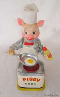 VINTAGE PIGGY COOK CHEF BATTERY OPERATED TOY JAPAN WORKING  