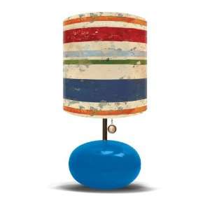 Vintage Stripes Lamp on a Blue Base with Vintage Ball 