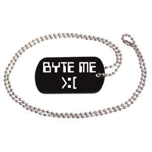  Byte Me Black Dog Tag with Neck Chain 