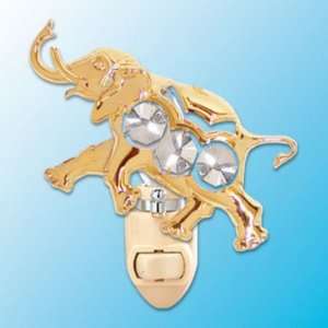    24k Gold Elephant Night Light   Clear Swarovski Crystal Baby