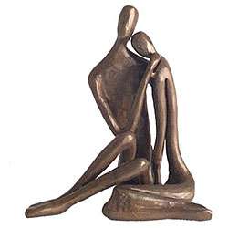 Cast Bronze Couple Embracing Sculpture  