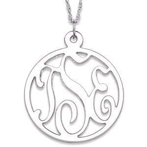  Sterling Silver 3 Initial Round Monogram Necklace Jewelry