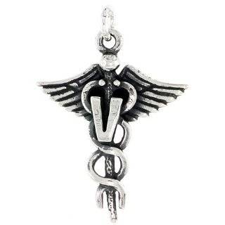 Sterling Silver Veterinary Caduceus (Medical Symbol) Pendant, 15/16 in 