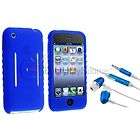 Earbud Headphone+Blue Silicone Rubber Gel Soft Cover Skin Case for 