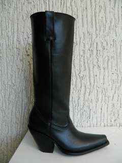 Square toe boots side zipper 16 inche tall cowboy boots 4 inches heels 
