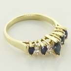   Yellow Gold Marquise Cut Sapphire Diamond Vintage Fashion Ring  