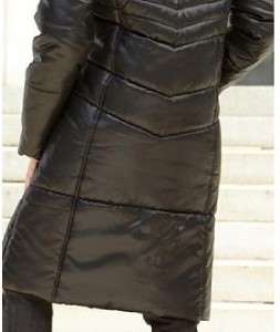 womens winter black shiny parka long hooded coat jacket plus size1X 