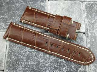New 24mm XL Leather Strap & Deployment Buckle SET Extra Large Size for 