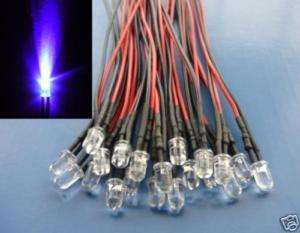 50 PCS Ultraviolet UV 5mm LEDs Pre Wired Light 12V Lamp  