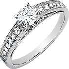 ct Moissanite & 1/6 ct.tw.Diamond Engagement Ring 14k White Gold 