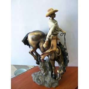  Rodeo Cowboy on Horse Statue Figurine    16
