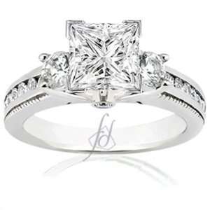  1.85 Ct Princess Cut Diamond Engagement Ring VS2 GIA COLOR 