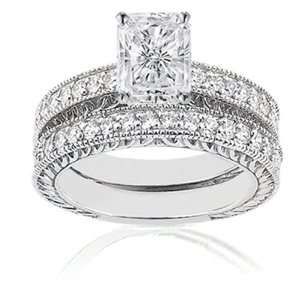  1.65 Ct Radiant Cut Diamond Wedding Rings Set SI1 EGL 