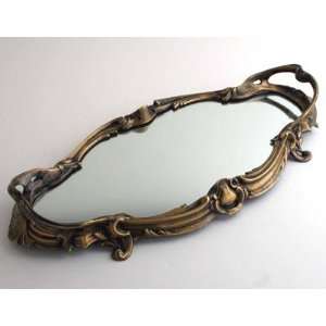   New Gorgeous Framed Mirror Bronze Vanity Tray  17