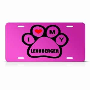 Leonberger Dog Dogs Pink Novelty Animal Metal License Plate Wall Sign 