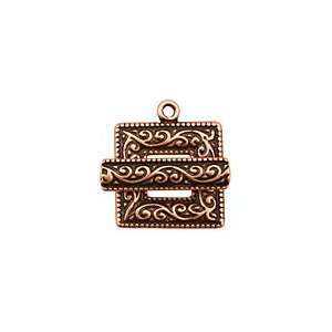   Copper (plated) Scroll Square Toggle Clasp 22x18mm, 21mm bar Findings