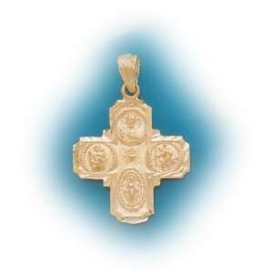  14k 4 way Religious Medal (yellow gold) Jewelry