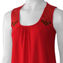 Max by Adi Womens Scoop Neck Studded Tank Top  