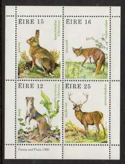 Ireland 1980 Animals Fox Deer Rabbit VF MNH (483a)  