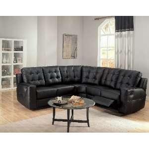   Coaster Tempe Reclining Sectional Sofa   Black Leather