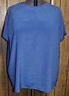 hill archer medium blue crinkle polyester pullover top plus sz