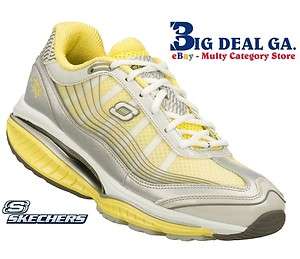 Skechers Shape Ups Womens Shoes SRR Resistor Ambition Silver/Yellow 