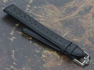 Black leather 20mm rally band with Heuer buckle  