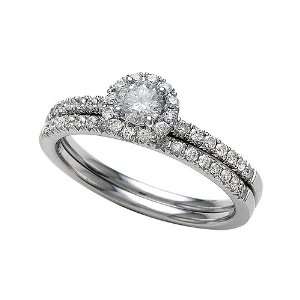  0.65 cttw Round Diamonds Wedding Engagement Ring Set in 14 