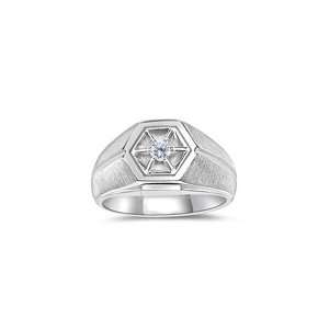  0.12 Cts Diamond Solitaire Mens Star Band in 14K White 