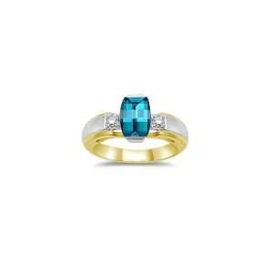  0.11 Cts Diamond & 7x5 mm Swiss Blue Topaz Ring in 14K Two 