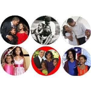  Set of 6 MALIA & SASHA Obama 1.25 MAGNETS ~ First Family 