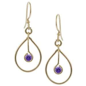   Goldfill Purple Cubic Zirconia Drop Earrings (Hand crafted) Jewelry
