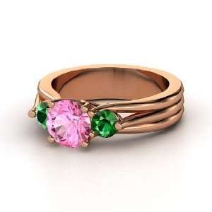  Three Part Harmony Ring, Round Pink Sapphire 18K Rose Gold 
