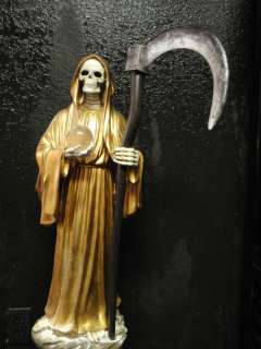 LARGE Santa Muerte Statue oro Holy Death 32 Gold big  