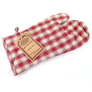  Red Gingham Oven Mitt Potholder Glove French Country Style 