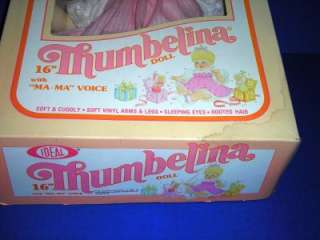 Vintage 1982 Ideal Thumbelina Baby Doll Sleep Eyes 16 Tall Original 