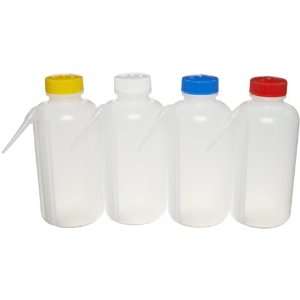 Nalgene 2423 0500 LDPE Color Coded Unitary Wash Bottle Assortment 