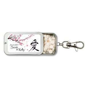 Wedding Favors Cherry Blossom Design Personalized Key Chain Mint Tin 