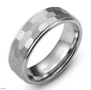 Hammered Tungsten Carbide Band Wedding Ring Size 7.5 – 12  