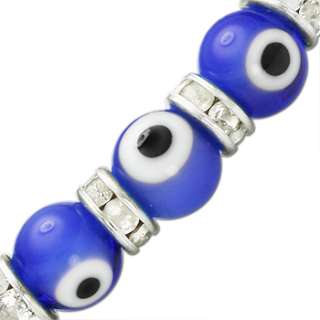 Evil Eye Lampwork Glass Bead Greek Mati Turkish Nazar Stretch Bracelet 