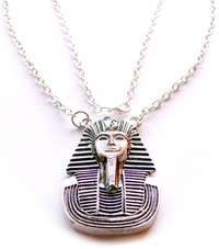 Silver Tutankhamun King Tut Egyptian Pendant Necklace  