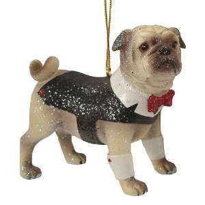 December Diamonds Spencer The Pug Dog In a Tuxedo Christmas Ornament 