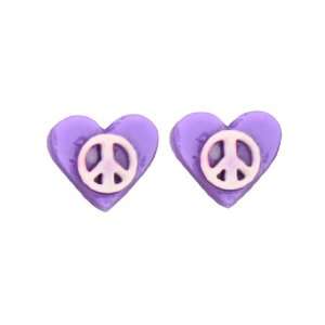  Plastic Fashion Earrings ER HT PL PEACE Purple Heart White 