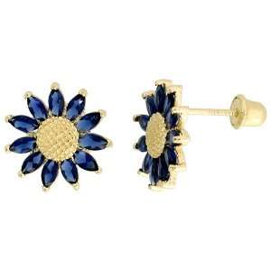   Earrings, w/ Marquise Cut Blue Sapphire colored CZ Stones Jewelry