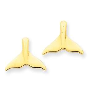  14k Gold Whale Tail Post Earrings Jewelry