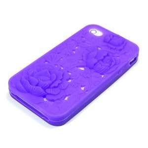  Case Star ® Purple 3D Rose Pattern Silicone Skin Case 