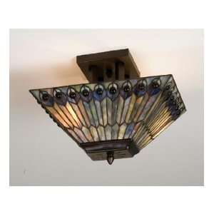   Jeweled Peacock Oblong Flushmount Ceiling Fixture