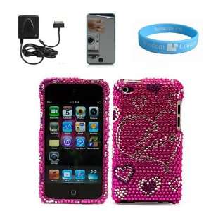 Colourful Protective Two Piece Love Pink Hearts Rhinestone Cover Case 